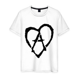Мужская футболка хлопок с принтом Анархия в сердце в Тюмени, 100% хлопок | прямой крой, круглый вырез горловины, длина до линии бедер, слегка спущенное плечо. | анархизм | анархия | музыка | сердце