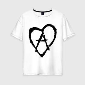Женская футболка хлопок Oversize с принтом Анархия в сердце в Тюмени, 100% хлопок | свободный крой, круглый ворот, спущенный рукав, длина до линии бедер
 | анархизм | анархия | музыка | сердце