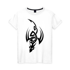 Женская футболка хлопок с принтом тату-дракон7 в Тюмени, 100% хлопок | прямой крой, круглый вырез горловины, длина до линии бедер, слегка спущенное плечо | tatoo | tattoo | дракончик | татуировка | узор