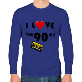 Мужской лонгслив хлопок с принтом i love 90 `s в Тюмени, 100% хлопок |  | 90 e | i love | i love the 90s | касета | кассета | музыка | музыка 90 х | я люблю | я люблю 90е