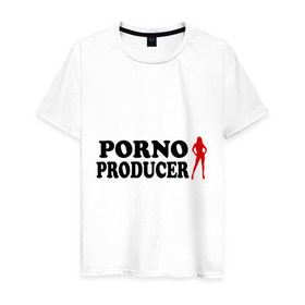 Мужская футболка хлопок с принтом Porno Producer в Тюмени, 100% хлопок | прямой крой, круглый вырез горловины, длина до линии бедер, слегка спущенное плечо. | producer | продюссер