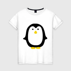 Женская футболка хлопок с принтом Пингвин маленький в Тюмени, 100% хлопок | прямой крой, круглый вырез горловины, длина до линии бедер, слегка спущенное плечо | пингвин