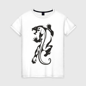 Женская футболка хлопок с принтом Пантера узор в Тюмени, 100% хлопок | прямой крой, круглый вырез горловины, длина до линии бедер, слегка спущенное плечо | животное | зверь | клыки | когти | кошачье | кошка | хищник | хищное животное