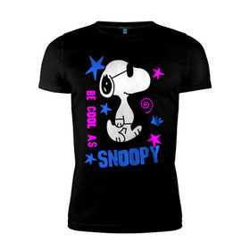 Мужская футболка премиум с принтом Be cool as Snoopy в Тюмени, 92% хлопок, 8% лайкра | приталенный силуэт, круглый вырез ворота, длина до линии бедра, короткий рукав | snoopy | будь крутым как снупи | мультик | мультики | мультфильмы | снупи | собачка снупи