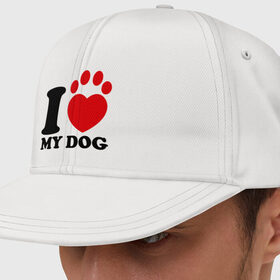 Кепка снепбек с прямым козырьком с принтом I Love My Dog в Тюмени, хлопок 100% |  | 