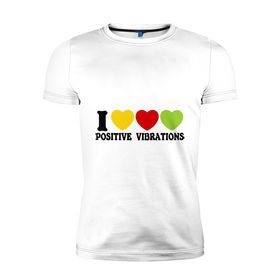 Мужская футболка премиум с принтом I Love Positive Vibrations в Тюмени, 92% хлопок, 8% лайкра | приталенный силуэт, круглый вырез ворота, длина до линии бедра, короткий рукав | 