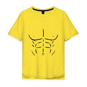Мужская футболка хлопок Oversize с принтом мужской торс в Тюмени, 100% хлопок | свободный крой, круглый ворот, “спинка” длиннее передней части | Тематика изображения на принте: атлет | бицепсы | голое тело | грудь | качок | мужское тело | мускулы | мышцы | пресс | рельеф | тело