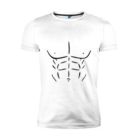 Мужская футболка премиум с принтом мужской торс в Тюмени, 92% хлопок, 8% лайкра | приталенный силуэт, круглый вырез ворота, длина до линии бедра, короткий рукав | атлет | бицепсы | голое тело | грудь | качок | мужское тело | мускулы | мышцы | пресс | рельеф | тело