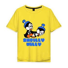 Мужская футболка хлопок Oversize с принтом shpilly willy в Тюмени, 100% хлопок | свободный крой, круглый ворот, “спинка” длиннее передней части | мультик | мультфильм | пингвинчики | пингвины | шпили вили