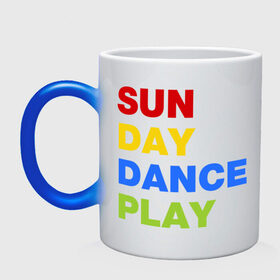 Кружка хамелеон с принтом Sun Day Dance Play в Тюмени, керамика | меняет цвет при нагревании, емкость 330 мл | dance | day | play | sun | день | игра | настроение | солнце | танец