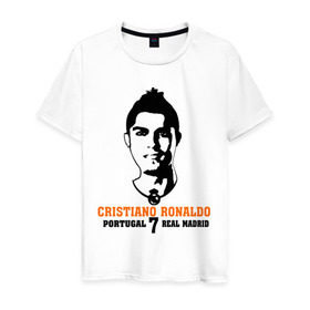 Мужская футболка хлопок с принтом Cristiano Ronaldo 7 в Тюмени, 100% хлопок | прямой крой, круглый вырез горловины, длина до линии бедер, слегка спущенное плечо. | роналдо