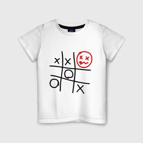 Детская футболка хлопок с принтом крестики-нолики 2 в Тюмени, 100% хлопок | круглый вырез горловины, полуприлегающий силуэт, длина до линии бедер | игры | крестики | крестики нолики | нолики | рожица
