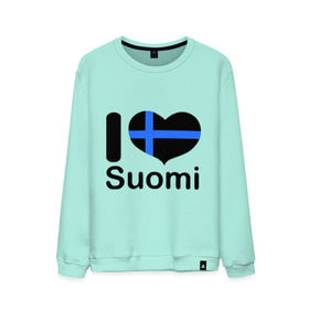 Мужской свитшот хлопок с принтом Love Suomi в Тюмени, 100% хлопок |  | suomi | курорты | курорты финляндии | люблю финляндию | отдых | финляндия