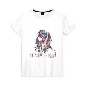 Женская футболка хлопок с принтом Madonna в Тюмени, 100% хлопок | прямой крой, круглый вырез горловины, длина до линии бедер, слегка спущенное плечо | madona | madonna | знаменитость | знаменитые личности | мадона | мадонна | музыка | портрет