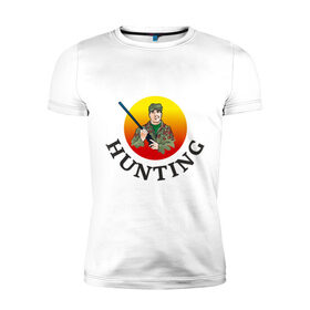 Мужская футболка премиум с принтом Стрелок охотник в Тюмени, 92% хлопок, 8% лайкра | приталенный силуэт, круглый вырез ворота, длина до линии бедра, короткий рукав | hunter