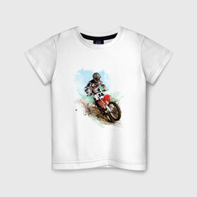 Детская футболка хлопок с принтом MOTO X в Тюмени, 100% хлопок | круглый вырез горловины, полуприлегающий силуэт, длина до линии бедер | байкеры | для байкеров | для мотоциклистов | мото | мото кросс | мотокросс | мотоциклы