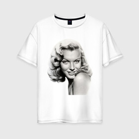 Женская футболка хлопок Oversize с принтом Мэрилин Монро фото в Тюмени, 100% хлопок | свободный крой, круглый ворот, спущенный рукав, длина до линии бедер
 | marylin monroe | актриса | знаменитость | мерилин монро | мэрилин монро | ретро
