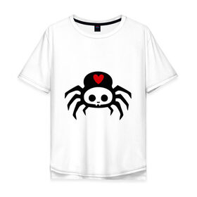 Мужская футболка хлопок Oversize с принтом Spider-Skull в Тюмени, 100% хлопок | свободный крой, круглый ворот, “спинка” длиннее передней части | скелет