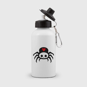Бутылка спортивная с принтом Spider-Skull в Тюмени, металл | емкость — 500 мл, в комплекте две пластиковые крышки и карабин для крепления | скелет