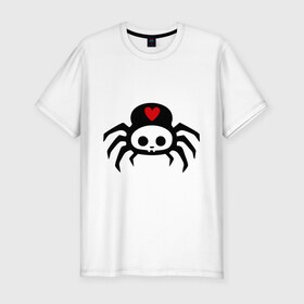 Мужская футболка премиум с принтом Spider-Skull в Тюмени, 92% хлопок, 8% лайкра | приталенный силуэт, круглый вырез ворота, длина до линии бедра, короткий рукав | Тематика изображения на принте: скелет