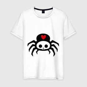 Мужская футболка хлопок с принтом Spider-Skull в Тюмени, 100% хлопок | прямой крой, круглый вырез горловины, длина до линии бедер, слегка спущенное плечо. | скелет