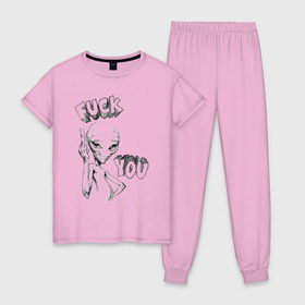 Женская пижама хлопок с принтом Пол: Секретный материальчик в Тюмени, 100% хлопок | брюки и футболка прямого кроя, без карманов, на брюках мягкая резинка на поясе и по низу штанин | paul | секретный инопланетянин