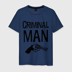 Мужская футболка хлопок с принтом Criminal man в Тюмени, 100% хлопок | прямой крой, круглый вырез горловины, длина до линии бедер, слегка спущенное плечо. | бандит | бандиты | валера | для пацанов | криминал | пацанские | пацаны | пистолет | револьвер