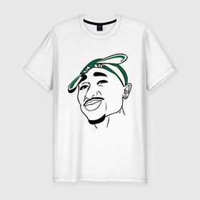 Мужская футболка премиум с принтом PacFace в Тюмени, 92% хлопок, 8% лайкра | приталенный силуэт, круглый вырез ворота, длина до линии бедра, короткий рукав | 2pac | tupac | тупак