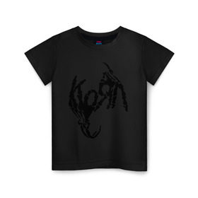Детская футболка хлопок с принтом Korn bones в Тюмени, 100% хлопок | круглый вырез горловины, полуприлегающий силуэт, длина до линии бедер | korn | metal | группы | корн | логотип | метал | музыка | рок группы | рок музыка
