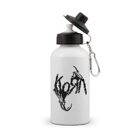 Бутылка спортивная с принтом Korn bones в Тюмени, металл | емкость — 500 мл, в комплекте две пластиковые крышки и карабин для крепления | korn | metal | группы | корн | логотип | метал | музыка | рок группы | рок музыка