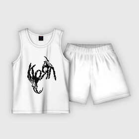 Детская пижама с шортами хлопок с принтом Korn bones в Тюмени,  |  | korn | metal | группы | корн | логотип | метал | музыка | рок группы | рок музыка