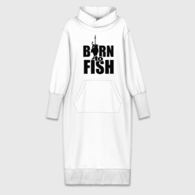 Платье удлиненное хлопок с принтом Born to fish в Тюмени,  |  | born to fish | для рыбака | крючок | на крючке | рыба | рыбак | рыбаку | рыбалка | улов