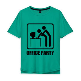 Мужская футболка хлопок Oversize с принтом Office Party в Тюмени, 100% хлопок | свободный крой, круглый ворот, “спинка” длиннее передней части | ofice | зарплата | коллеги | компьютер | начальник | офис | работа | работник | сотрудники