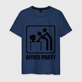 Мужская футболка хлопок с принтом Office Party в Тюмени, 100% хлопок | прямой крой, круглый вырез горловины, длина до линии бедер, слегка спущенное плечо. | ofice | зарплата | коллеги | компьютер | начальник | офис | работа | работник | сотрудники