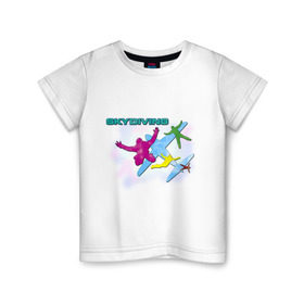 Детская футболка хлопок с принтом SkyDiving принт в Тюмени, 100% хлопок | круглый вырез горловины, полуприлегающий силуэт, длина до линии бедер | sky diving | воздушный | параплан | парашут | парашют | прыжки | самолет | скай дайвинг | скайдайвинг