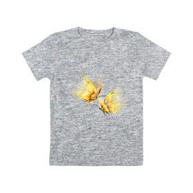 Детская футболка хлопок с принтом Золотые бабочки в Тюмени, 100% хлопок | круглый вырез горловины, полуприлегающий силуэт, длина до линии бедер | Тематика изображения на принте: бабочки | девушкам | для девушек | животные | насекомые