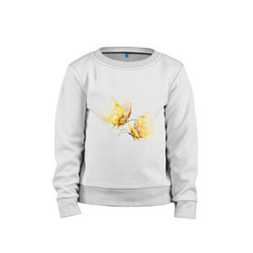 Детский свитшот хлопок с принтом Золотые бабочки в Тюмени, 100% хлопок | круглый вырез горловины, эластичные манжеты, пояс и воротник | Тематика изображения на принте: бабочки | девушкам | для девушек | животные | насекомые
