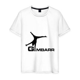 Мужская футболка хлопок с принтом Gimbarr 2 в Тюмени, 100% хлопок | прямой крой, круглый вырез горловины, длина до линии бедер, слегка спущенное плечо. | gimbarr | turnik | turnikman | гимбар | джимбар | спорт | турник | турникмен