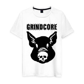 Мужская футболка хлопок с принтом Grindcore (pig) в Тюмени, 100% хлопок | прямой крой, круглый вырез горловины, длина до линии бедер, слегка спущенное плечо. | Тематика изображения на принте: grindcore | gringcore | metal | rock | trash | гpайндкор | метал | рок музыка | треш | трэш