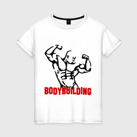 Женская футболка хлопок с принтом бодибилдинг(bodybuilding) в Тюмени, 100% хлопок | прямой крой, круглый вырез горловины, длина до линии бедер, слегка спущенное плечо | bodybuilding | бодибилдинг | для качков | качкам | силовой спорт | силовой экстрим | спорт