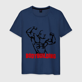 Мужская футболка хлопок с принтом бодибилдинг(bodybuilding) в Тюмени, 100% хлопок | прямой крой, круглый вырез горловины, длина до линии бедер, слегка спущенное плечо. | bodybuilding | бодибилдинг | для качков | качкам | силовой спорт | силовой экстрим | спорт