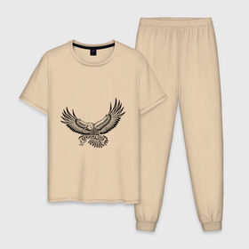 Мужская пижама хлопок с принтом каждому свое в Тюмени, 100% хлопок | брюки и футболка прямого кроя, без карманов, на брюках мягкая резинка на поясе и по низу штанин
 | крылья