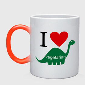 Кружка хамелеон с принтом I love Vegetarian (Вегетерианство) в Тюмени, керамика | меняет цвет при нагревании, емкость 330 мл | i love vegetarian | веганы | вегетарианство | вегетарианцы | здоровье | я люблю вегетарианство