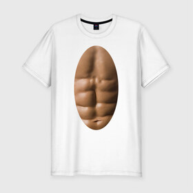 Мужская футболка премиум с принтом мужское тело в Тюмени, 92% хлопок, 8% лайкра | приталенный силуэт, круглый вырез ворота, длина до линии бедра, короткий рукав | мышцы | обнаженное тело | пресс