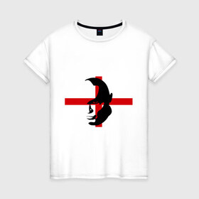 Женская футболка хлопок с принтом Английский болельщик в Тюмени, 100% хлопок | прямой крой, круглый вырез горловины, длина до линии бедер, слегка спущенное плечо | football | англия | болельщикам | спорт | футбол
