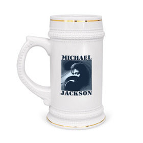 Кружка пивная с принтом Michael Jackson с шляпой (2) в Тюмени,  керамика (Материал выдерживает высокую температуру, стоит избегать резкого перепада температур) |  объем 630 мл | mj | в шляпе | исполнитель | майкл джексон | музыка | певец | поп музыка | шляпа