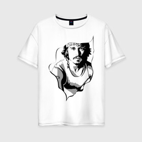 Женская футболка хлопок Oversize с принтом Джонни Депп в Тюмени, 100% хлопок | свободный крой, круглый ворот, спущенный рукав, длина до линии бедер
 | depp | johnny