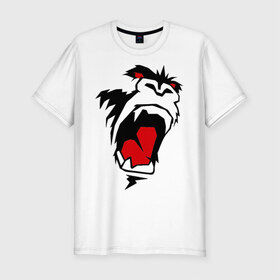 Мужская футболка премиум с принтом King kong face в Тюмени, 92% хлопок, 8% лайкра | приталенный силуэт, круглый вырез ворота, длина до линии бедра, короткий рукав | king kong | животные | кинг конг | кинг конг фейс | обезьяна