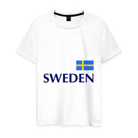 Мужская футболка хлопок с принтом Сборная Швеции - 10 в Тюмени, 100% хлопок | прямой крой, круглый вырез горловины, длина до линии бедер, слегка спущенное плечо. | football | сборная швеции | флаг швеции | футбол | швеция