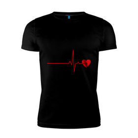 Мужская футболка премиум с принтом Жизнь двоих - одна жизнь (парная) в Тюмени, 92% хлопок, 8% лайкра | приталенный силуэт, круглый вырез ворота, длина до линии бедра, короткий рукав | Тематика изображения на принте: биение сердца | для двоих | жизнь двоих | кардиограмма | парные | сердце